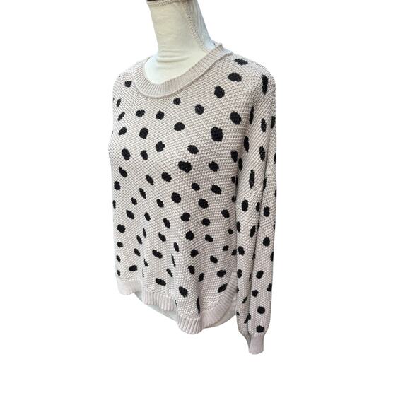 Jackson Rowe Sand Dot Polka Dot Scalloped Hem Crewneck Chukar Chunky Sweater - M - Picture 5 of 8
